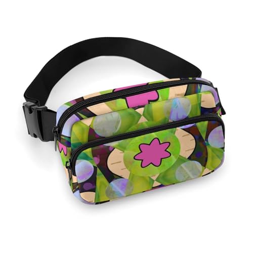 Hüfttasche aus strapazierfähigem Twill-Stoff, verstellbare Umhängetasche für Damen und Herren, wasserabweisend, Sportgürteltasche mit mehreren Taschen zum Laufen, Wandern, Reisen (buntes Muster), Stil von FHEDMN