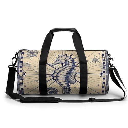 Sporttasche Turnbeutel Turnbeutel Zylindrisch - Wasserdichtes Oxford-Gewebe mit verstellbarem Schultergurt | Multi-Fach Sport Duffel für Gym, Reisen, Yoga | Leicht & Langlebig, Alter nautischer von FHEDMN