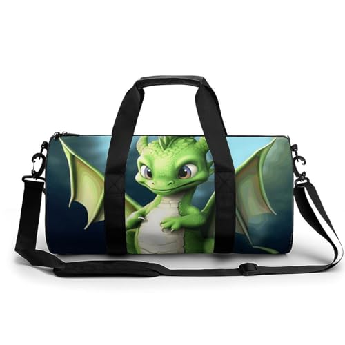 Sporttasche Turnbeutel Turnbeutel Zylindrisch - Wasserdichtes Oxford-Gewebe mit verstellbarem Schultergurt | Multi-Fach Sport Duffel für Gym, Reisen, Yoga | Leicht & Langlebig, Drachensüß, von FHEDMN