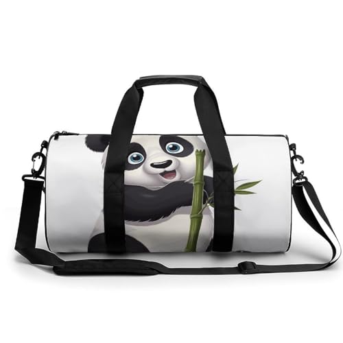 Sporttasche Turnbeutel Turnbeutel Zylindrisch - Wasserdichtes Oxford-Gewebe mit verstellbarem Schultergurt | Multi-Fach Sport Duffel für Gym, Reisen, Yoga | Leicht & Langlebig, Frecher Panda, von FHEDMN