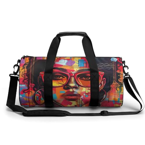 Sporttasche Turnbeutel Turnbeutel Zylindrisch - Wasserdichtes Oxford-Gewebe mit verstellbarem Schultergurt | Multi-Fach Sport Duffel für Gym, Reisen, Yoga | Leicht & Langlebig, Mädchen mit von FHEDMN