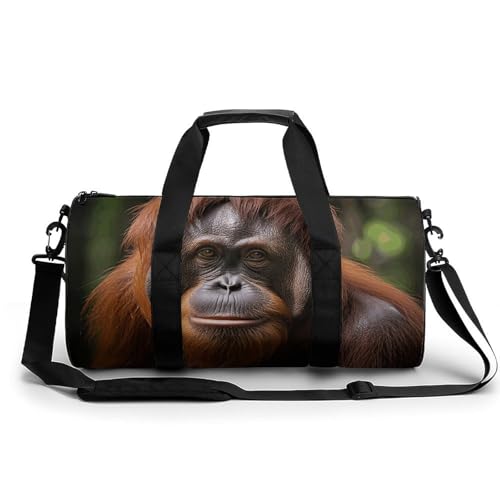 Sporttasche Turnbeutel Turnbeutel Zylindrisch - Wasserdichtes Oxford-Gewebe mit verstellbarem Schultergurt | Multi-Fach Sport Duffel für Gym, Reisen, Yoga | Leicht & Langlebig, Orang-Utan zum von FHEDMN