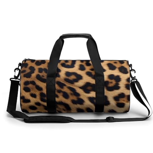 Sporttasche Turnbeutel Turnbeutel Zylindrisch - Wasserdichtes Oxford-Gewebe mit verstellbarem Schultergurt | Multi-Fach Sport Duffel für Gym, Reisen, Yoga | Leicht & Langlebig, Rauer Leopardenmuster, von FHEDMN