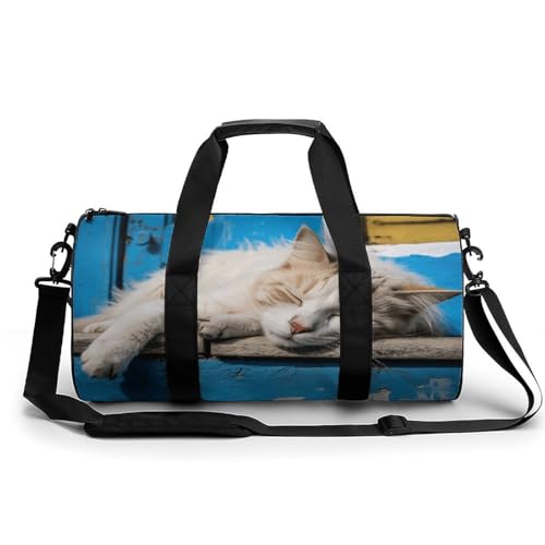 Sporttasche Turnbeutel Turnbeutel Zylindrisch - Wasserdichtes Oxford-Gewebe mit verstellbarem Schultergurt | Multi-Fach Sport Duffel für Gym, Reisen, Yoga | Leicht & Langlebig, Schlafende kleine von FHEDMN