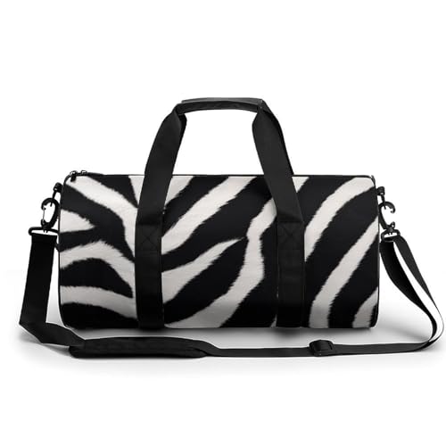 Sporttasche Turnbeutel Turnbeutel Zylindrisch - Wasserdichtes Oxford-Gewebe mit verstellbarem Schultergurt | Multi-Fach Sport Duffel für Gym, Reisen, Yoga | Leicht & Langlebig, Zebra Tier, von FHEDMN