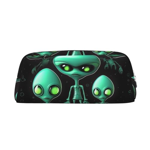 FHEDVBN Aliens Make-up-Tasche, Reise-Kulturbeutel, großes Federmäppchen für Damen und Herren, Leder, Reißverschluss, Münztasche, silber, Einheitsgröße FHEDVBN Aliens Make-up-Tasche, Reise-Kulturbeutel, großes Federmäppchen für Damen und Herren, Leder, Reißverschluss, Münztasche, silber, Einheitsgröße von FHEDVBN