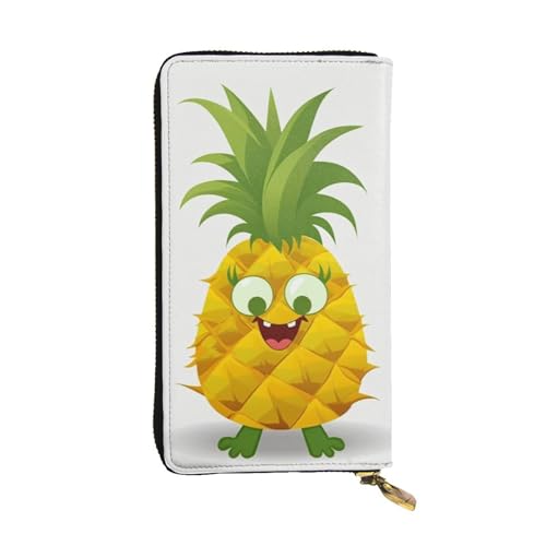 FHEDVBN Ananas-Geldbörse für Männer und Frauen, lange Geldbörse, Leder, Clutch, groß, Business-Handtasche, Reise-Handtasche, Kreditkartenhalter, Geldtasche mit Reißverschluss, Ledergeldbörsen von FHEDVBN