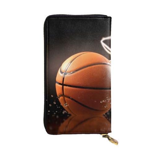 FHEDVBN Basketball-Geldbörse für Männer und Frauen, lange Geldbörse, Leder, Clutch, groß, Business-Handtasche, Reise-Handyhalter, Kreditkartenhalter, Geldtasche mit Reißverschluss, Ledergeldbörsen von FHEDVBN