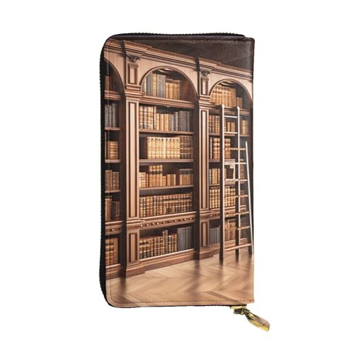 FHEDVBN Bibliotheks-Bücherregal, Geldbörse für Männer und Frauen, lange Geldbörse, Leder, Clutch, groß, Business-Handtasche, Reise-Handyhalter, Kreditkartenhalter, Geldtasche mit Reißverschluss FHEDVBN Bibliotheks-Bücherregal, Geldbörse für Männer und Frauen, lange Geldbörse, Leder, Clutch, groß, Business-Handtasche, Reise-Handyhalter, Kreditkartenhalter, Geldtasche mit Reißverschluss von FHEDVBN