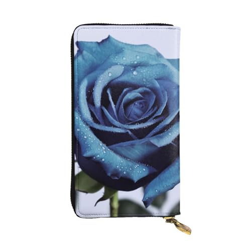 FHEDVBN Blaue Rosenblüten Geldbörse für Männer und Frauen, lange Geldbörse, Leder, Clutch, große Business-Handtasche, Reise-Handtasche, Kreditkartenhalter, Geldtasche mit Reißverschluss FHEDVBN Blaue Rosenblüten Geldbörse für Männer und Frauen, lange Geldbörse, Leder, Clutch, große Business-Handtasche, Reise-Handtasche, Kreditkartenhalter, Geldtasche mit Reißverschluss von FHEDVBN
