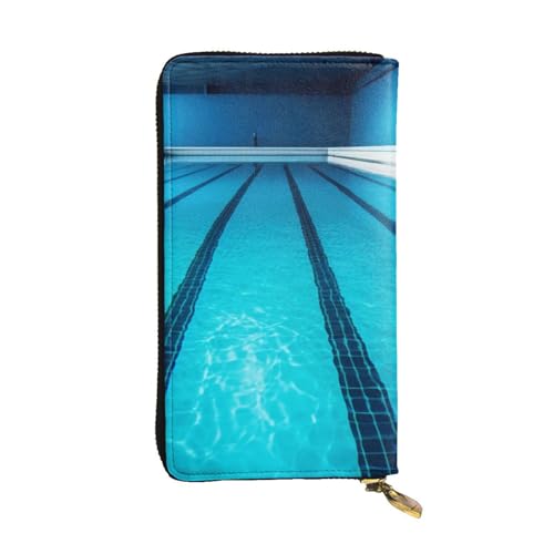 FHEDVBN Blaue Schwimmbad-Geldbörse für Männer und Frauen, lange Geldbörse, Leder, Clutch, große Business-Handtasche, Reise-Handyhalter, Kreditkartenhalter, Geldtasche mit Reißverschluss FHEDVBN Blaue Schwimmbad-Geldbörse für Männer und Frauen, lange Geldbörse, Leder, Clutch, große Business-Handtasche, Reise-Handyhalter, Kreditkartenhalter, Geldtasche mit Reißverschluss von FHEDVBN