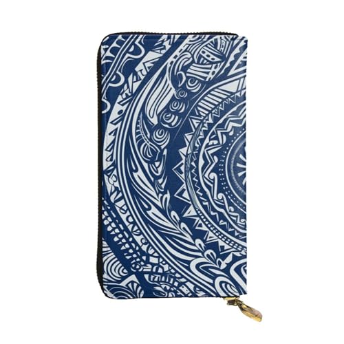 FHEDVBN Blaue polynesische Maori-Stammesmuster-Geldbörse für Männer und Frauen, lange Geldbörse, Leder, Clutch, große Business-Handtasche, Reise-Handyhalter, Kreditkartenhalter, Geldetui, mit FHEDVBN Blaue polynesische Maori-Stammesmuster-Geldbörse für Männer und Frauen, lange Geldbörse, Leder, Clutch, große Business-Handtasche, Reise-Handyhalter, Kreditkartenhalter, Geldetui, mit von FHEDVBN