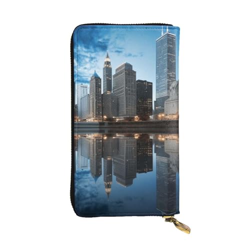 FHEDVBN Chicago reflektierte Geldbörse für Männer und Frauen, lange Geldbörse, Leder, Clutch, große Business-Handtasche, Reise-Handyhalter, Kreditkartenhalter, Geldtasche mit Reißverschluss FHEDVBN Chicago reflektierte Geldbörse für Männer und Frauen, lange Geldbörse, Leder, Clutch, große Business-Handtasche, Reise-Handyhalter, Kreditkartenhalter, Geldtasche mit Reißverschluss von FHEDVBN