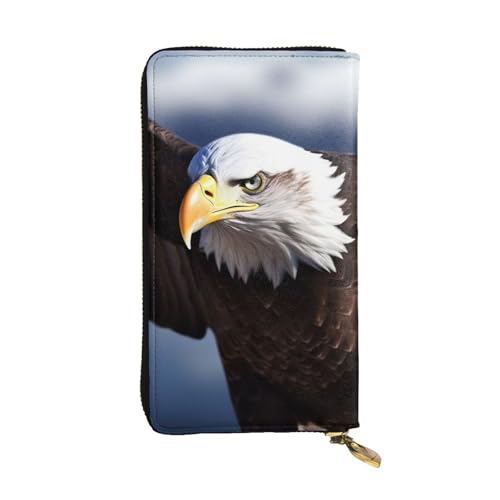 FHEDVBN Eagle Geldbörse für Männer und Frauen, lange Geldbörse, Leder, Clutch, groß, Business-Handtasche, Reise-Handyhalter, Kreditkartenhalter, Geldtasche mit Reißverschluss, Ledergeldbörsen von FHEDVBN