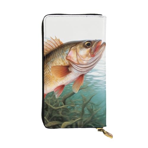 FHEDVBN Fisch-Geldbörse für Männer und Frauen, lange Geldbörse, Leder, Clutch, groß, Business-Handtasche, Reise-Handyhalter, Kreditkartenhalter, Geldtasche mit Reißverschluss, Ledergeldbörsen von FHEDVBN