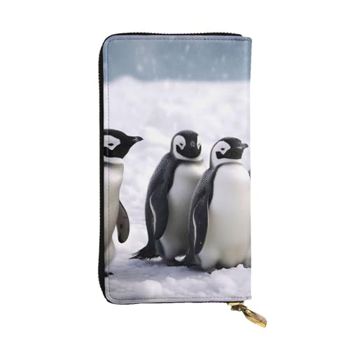 FHEDVBN Geldbörse für Damen und Herren, Motiv: junge Pinguine mit Schnee, lange Geldbörse, Leder, Clutch, große Business-Handtasche, Reise-Handyhalter, Kreditkartenhalter, Geldtasche mit FHEDVBN Geldbörse für Damen und Herren, Motiv: junge Pinguine mit Schnee, lange Geldbörse, Leder, Clutch, große Business-Handtasche, Reise-Handyhalter, Kreditkartenhalter, Geldtasche mit von FHEDVBN
