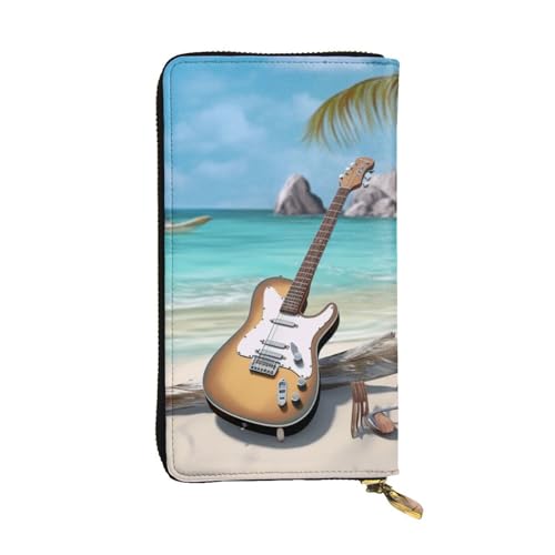 FHEDVBN Geldbörse mit Gitarre am Strand für Männer und Frauen, lange Geldbörse, Leder, Clutch, groß, Business-Handtasche, Reise-Handyhalter, Kreditkartenhalter, Geldtasche mit Reißverschluss FHEDVBN Geldbörse mit Gitarre am Strand für Männer und Frauen, lange Geldbörse, Leder, Clutch, groß, Business-Handtasche, Reise-Handyhalter, Kreditkartenhalter, Geldtasche mit Reißverschluss von FHEDVBN