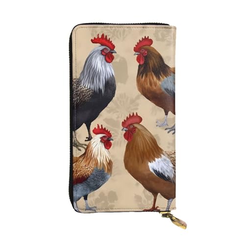 FHEDVBN Geldbörse mit Hahn- und Huhn-Aufdruck, lange Geldbörse, Leder, Clutch, groß, Business-Handtasche, Reise-Handyhalter, Kreditkartenhalter, Geldtasche mit Reißverschluss, Ledergeldbörsen FHEDVBN Geldbörse mit Hahn- und Huhn-Aufdruck, lange Geldbörse, Leder, Clutch, groß, Business-Handtasche, Reise-Handyhalter, Kreditkartenhalter, Geldtasche mit Reißverschluss, Ledergeldbörsen von FHEDVBN