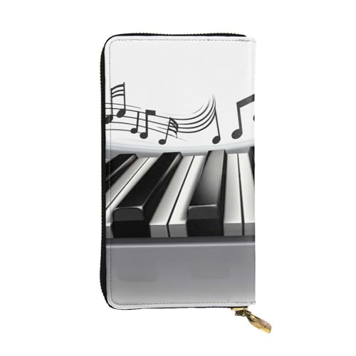 FHEDVBN Geldbörse mit Klaviermusik-Symbol für Männer und Frauen, lange Geldbörse, Leder, Clutch, große Business-Handtasche, Reise-Handyhalter, Kreditkartenhalter, Geldtasche mit Reißverschluss von FHEDVBN