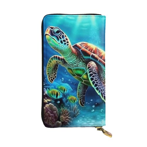 FHEDVBN Geldbörse mit Meeresschildkröten, Diamant-Malerei, für Damen und Herren, lange Geldbörse, Leder, Clutch, große Business-Handtasche, Reise-Handyhalter, Kreditkartenhalter, Geldetui, mit von FHEDVBN