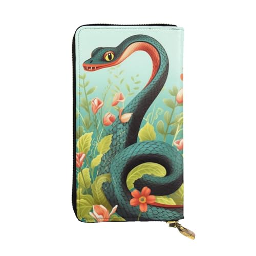 FHEDVBN Geldbörse mit Schlangen- und Blumenmotiv für Männer und Frauen, lange Geldbörse, Leder, Clutch, groß, Business-Handtasche, Reise-Handyhalter, Kreditkartenhalter, Geldetui, mit Reißverschluss FHEDVBN Geldbörse mit Schlangen- und Blumenmotiv für Männer und Frauen, lange Geldbörse, Leder, Clutch, groß, Business-Handtasche, Reise-Handyhalter, Kreditkartenhalter, Geldetui, mit Reißverschluss von FHEDVBN