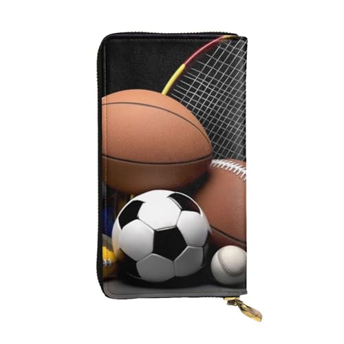 FHEDVBN Geldbörse mit Sportmotiv für Männer und Frauen, lange Geldbörse, Leder, Clutch, groß, Business-Handtasche, Reise-Handyhalter, Kreditkartenhalter, Geldtasche mit Reißverschluss, Ledergeldbörsen von FHEDVBN