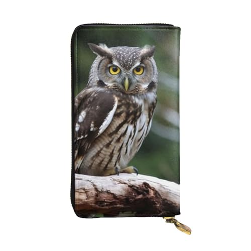FHEDVBN Geldbörse mit Wildeule und Vögeln für Männer und Frauen, lange Geldbörse, Leder, Clutch, groß, Business-Handtasche, Reise-Handyhalter, Kreditkartenhalter, Geldetui, mit Reißverschluss von FHEDVBN