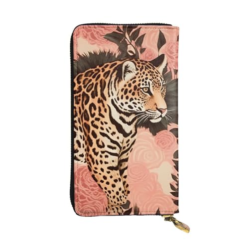 FHEDVBN Gestreifte Leoparden-Geldbörse für Männer und Frauen, lange Geldbörse, Leder, Clutch, große Business-Handtasche, Reise-Handtasche, Kreditkartenhalter, Geldetui, mit Reißverschluss von FHEDVBN