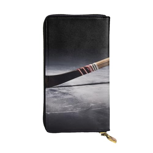 FHEDVBN Hockeyschläger-Geldbörse für Männer und Frauen, lange Geldbörse, Leder, Clutch, groß, Business-Handtasche, Reise-Handyhalter, Kreditkartenhalter, Geldtasche mit Reißverschluss, Ledergeldbörsen von FHEDVBN