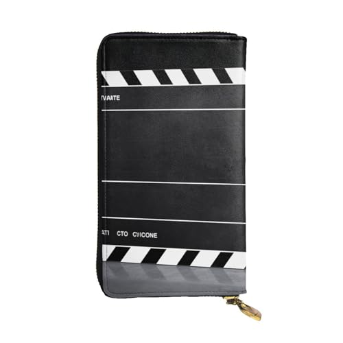 FHEDVBN Klassische Filmklapboard-Geldbörse für Männer und Frauen, lange Geldbörse, Leder, Clutch, groß, Business-Handtasche, Reise-Handyhalter, Kreditkartenhalter, Geldetui, mit Reißverschluss von FHEDVBN