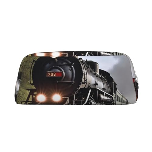 FHEDVBN Make-up-Tasche mit Dampfzug, Reise-Kulturbeutel, großes Federmäppchen für Damen und Herren, Leder, Reißverschluss, Münztasche, silber, Einheitsgröße FHEDVBN Make-up-Tasche mit Dampfzug, Reise-Kulturbeutel, großes Federmäppchen für Damen und Herren, Leder, Reißverschluss, Münztasche, silber, Einheitsgröße von FHEDVBN
