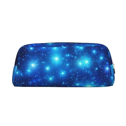 FHEDVBN Make-up-Tasche mit blauen leuchtenden Sternen, Reise-Kulturbeutel, großes Federmäppchen für Damen und Herren, Leder, Reißverschluss, Münztasche, silber, Einheitsgröße FHEDVBN Make-up-Tasche mit blauen leuchtenden Sternen, Reise-Kulturbeutel, großes Federmäppchen für Damen und Herren, Leder, Reißverschluss, Münztasche, silber, Einheitsgröße von FHEDVBN