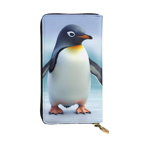 FHEDVBN Niedliche Pinguin-Geldbörse für Männer und Frauen, lange Geldbörse, Leder, Clutch, große Business-Handtasche, Reise-Handtasche, Kreditkartenhalter, Geldtasche mit Reißverschluss von FHEDVBN