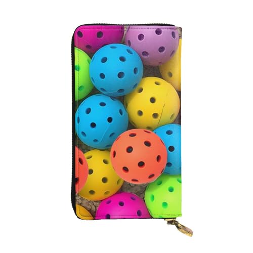 FHEDVBN Pickleball Bälle Geldbörse für Herren und Damen, lange Geldbörse, Leder, Clutch, groß, Business-Handtasche, Reise-Handyhalter, Kreditkartenhalter, Geldtasche mit Reißverschluss von FHEDVBN