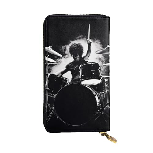 FHEDVBN Schlagzeuger-Geldbörse für Männer und Frauen, lange Geldbörse, Leder, Clutch, groß, Business-Handtasche, Reise-Handyhalter, Kreditkartenhalter, Geldtasche mit Reißverschluss, Ledergeldbörsen von FHEDVBN