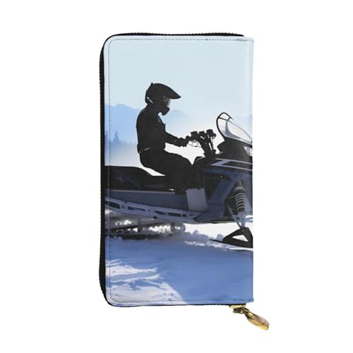 FHEDVBN Schneemobil-Geldbörse für Männer und Frauen, lange Geldbörse, Leder, Clutch, groß, Business-Handtasche, Reise-Handyhalter, Kreditkartenhalter, Geldtasche mit Reißverschluss, Ledergeldbörsen von FHEDVBN