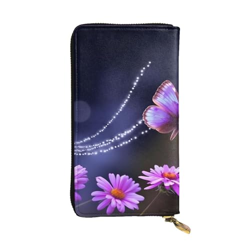FHEDVBN Schöne Geldbörse mit Schmetterlingsmotiv für Damen und Herren, lange Geldbörse, Leder, Clutch, groß, Business-Handtasche, Reise-Handyhalter, Kreditkartenhalter, Geldetui, mit Reißverschluss von FHEDVBN