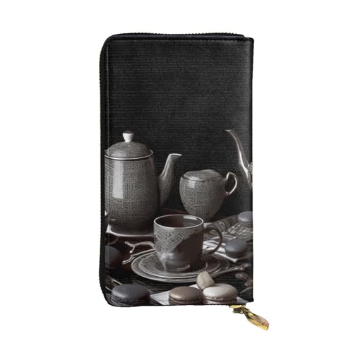 FHEDVBN Schwarze Geldbörse für Damen und Herren, lange Geldbörse, Leder, Clutch, große Business-Handtasche, Reise-Handyhalter, Kreditkartenhalter, Geldetui mit Reißverschluss, Ledergeldbörsen von FHEDVBN