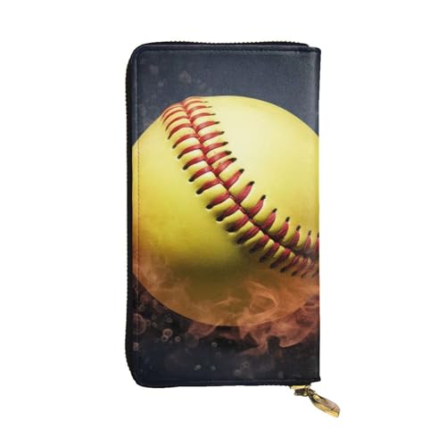 FHEDVBN Softball-Geldbörse für Männer und Frauen, lange Geldbörse, Leder, Clutch, groß, Business-Handtasche, Reise-Handyhalter, Kreditkartenhalter, Geldtasche mit Reißverschluss, Ledergeldbörsen von FHEDVBN