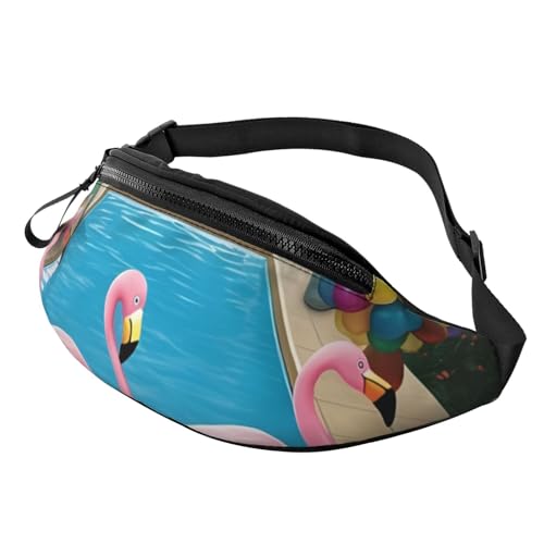Flamingo- und Schwimmbad-Bauchtasche für Herren und Damen, modisch, zum Laufen, wasserdicht, Crossbody-Tasche mit verstellbarem Riemen, Sport-Hüfttasche für Reisen Flamingo- und Schwimmbad-Bauchtasche für Herren und Damen, modisch, zum Laufen, wasserdicht, Crossbody-Tasche mit verstellbarem Riemen, Sport-Hüfttasche für Reisen von FHEDVBN