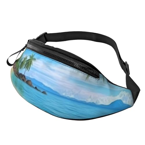 Gürteltasche für Damen und Herren, Motiv: Hawaiianischer Strand mit Palmen, modisch, zum Laufen, wasserdicht, Crossbody-Tasche mit verstellbarem Riemen, Sport-Hüfttasche für Reisen Gürteltasche für Damen und Herren, Motiv: Hawaiianischer Strand mit Palmen, modisch, zum Laufen, wasserdicht, Crossbody-Tasche mit verstellbarem Riemen, Sport-Hüfttasche für Reisen von FHEDVBN