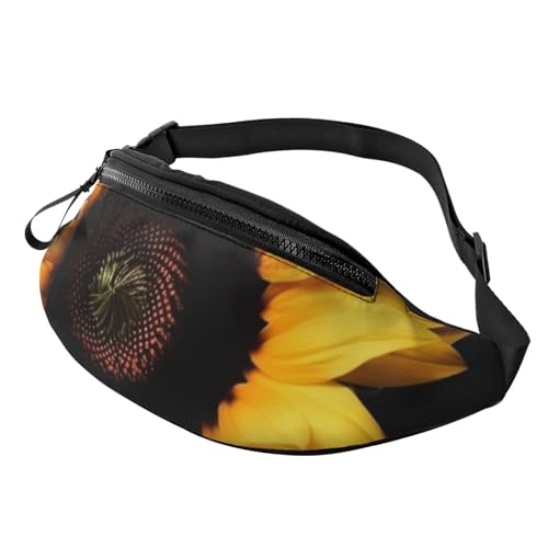 Gürteltasche für Herren und Damen, Sonnenblume auf schwarzem Hintergrund, modisch, zum Laufen, wasserdicht, Crossbody-Tasche mit verstellbarem Riemen, Sport-Hüfttasche für Reisen Gürteltasche für Herren und Damen, Sonnenblume auf schwarzem Hintergrund, modisch, zum Laufen, wasserdicht, Crossbody-Tasche mit verstellbarem Riemen, Sport-Hüfttasche für Reisen von FHEDVBN