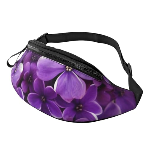 Gürteltasche mit Blumenmuster für Herren und Damen, modisch, zum Laufen, wasserdicht, Crossbody-Tasche mit verstellbarem Riemen, Sport-Hüfttasche für Reisen, Geldbörse, Violett Gürteltasche mit Blumenmuster für Herren und Damen, modisch, zum Laufen, wasserdicht, Crossbody-Tasche mit verstellbarem Riemen, Sport-Hüfttasche für Reisen, Geldbörse, Violett von FHEDVBN