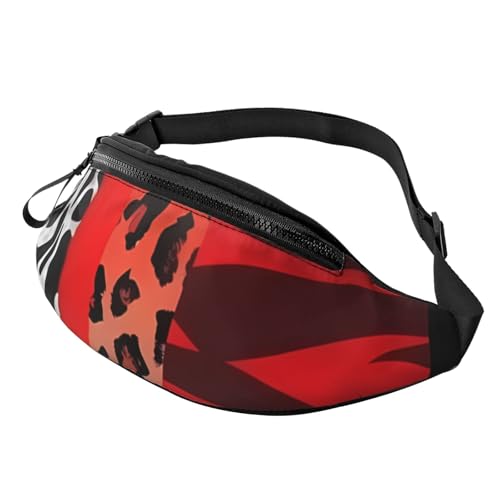 Gürteltasche mit rotem Leoparden- und Zebra-Tiermotiv, für Damen und Herren, modisch, zum Laufen, wasserdicht, Crossbody-Tasche, mit verstellbarem Riemen, Sport-Hüfttasche für Reisen Gürteltasche mit rotem Leoparden- und Zebra-Tiermotiv, für Damen und Herren, modisch, zum Laufen, wasserdicht, Crossbody-Tasche, mit verstellbarem Riemen, Sport-Hüfttasche für Reisen von FHEDVBN