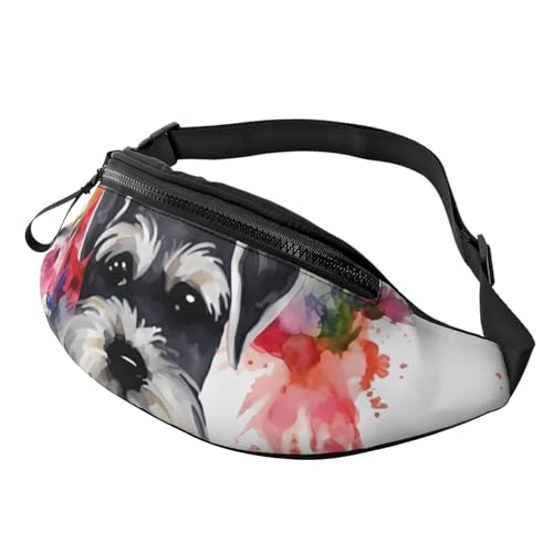 Schnauzer Bauchtasche für Herren und Damen, modisch, zum Laufen, wasserdicht, Crossbody-Tasche mit verstellbarem Riemen, Sport-Hüfttasche für Reisen von FHEDVBN