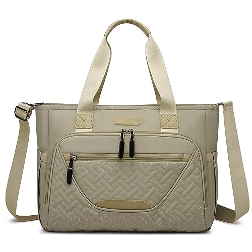 FHELAD Wickeltasche, große Tragetasche, Wickeltasche mit 40,6 cm Laptopfach für Mama und Papa, multifunktionale Baby-Tragetasche, Khaki, Large von FHELAD