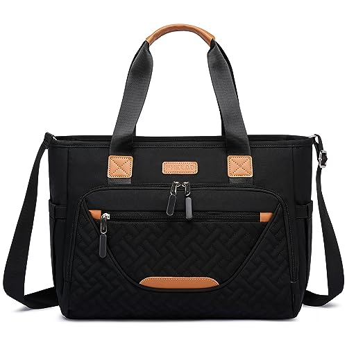 FHELAD Wickeltasche, große Tragetasche, Wickeltasche mit 40,6 cm Laptopfach für Mama und Papa, multifunktionale Baby-Tragetasche, Schwarz, Large von FHELAD