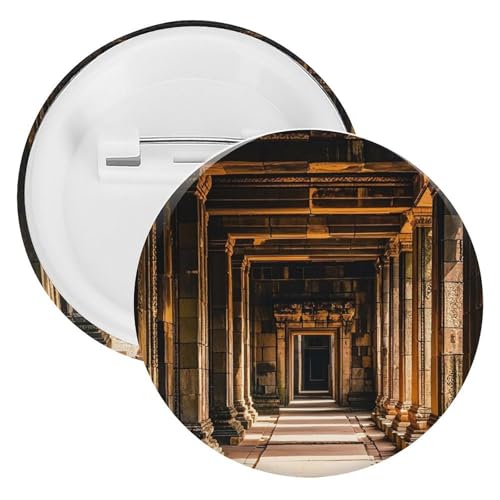 Angkor Thom Abzeichen Metall Runde Pins Leichte Brosche für Rucksack Mode Button Pins Abzeichen für Hemden Jacken Schal Mantel Unisex, 5 Stück, Weißblech, Runde Metallnadeln von FHESDCW