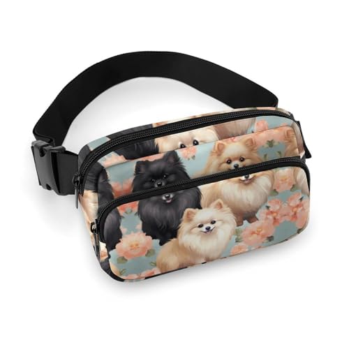 Bauchtasche für Damen und Herren mit Zwergspitzmuster, leichte Gürteltasche, voll bedruckt, mit verstellbarem Gurt, für Laufen, Wandern, Reisen, Stil, 20 x 13 cm, Stil:, 20x13cm von FHESDCW