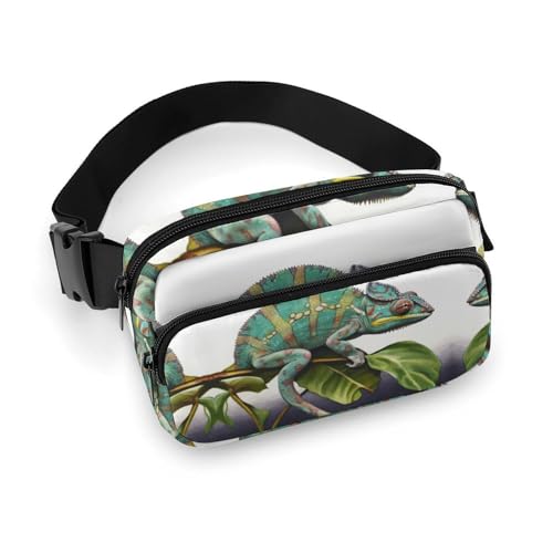 Bauchtasche für Herren und Damen, Chamäleon-Gürteltasche, leicht, vollständig bedruckt, mit verstellbarem Gurt, für Laufen, Wandern, Reisen, Stil, 20 x 13 cm, Stil:, 20x13cm von FHESDCW